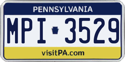 PA license plate MPI3529