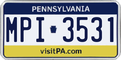 PA license plate MPI3531