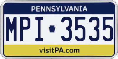 PA license plate MPI3535