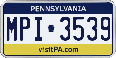 PA license plate MPI3539