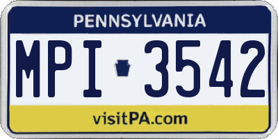 PA license plate MPI3542