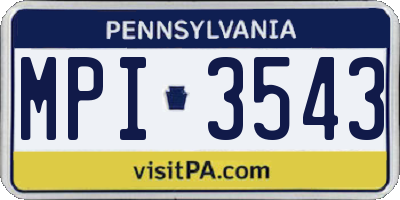 PA license plate MPI3543
