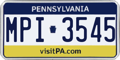 PA license plate MPI3545