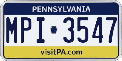 PA license plate MPI3547