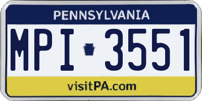 PA license plate MPI3551