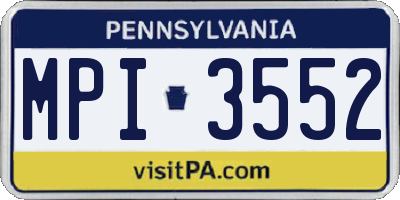 PA license plate MPI3552