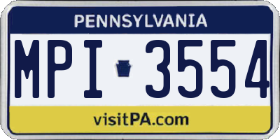 PA license plate MPI3554