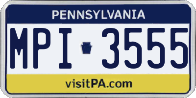 PA license plate MPI3555