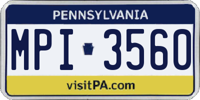 PA license plate MPI3560