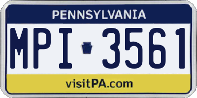 PA license plate MPI3561