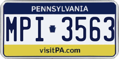 PA license plate MPI3563