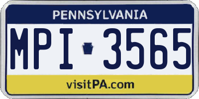 PA license plate MPI3565