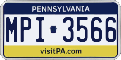 PA license plate MPI3566