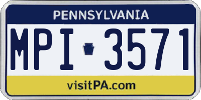 PA license plate MPI3571