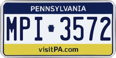 PA license plate MPI3572