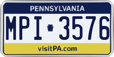 PA license plate MPI3576