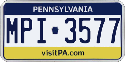 PA license plate MPI3577
