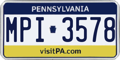 PA license plate MPI3578