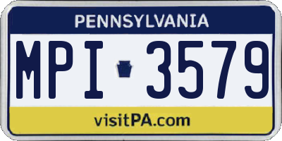 PA license plate MPI3579
