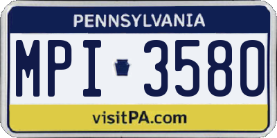 PA license plate MPI3580