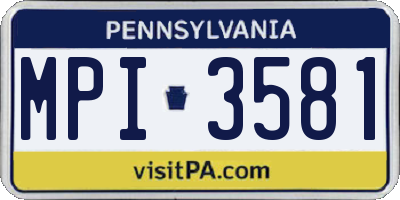 PA license plate MPI3581
