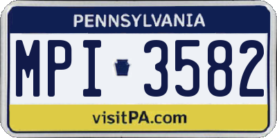 PA license plate MPI3582