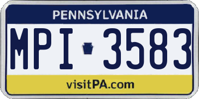 PA license plate MPI3583