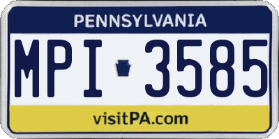 PA license plate MPI3585