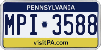 PA license plate MPI3588