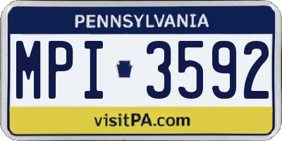 PA license plate MPI3592