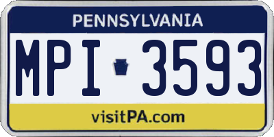 PA license plate MPI3593
