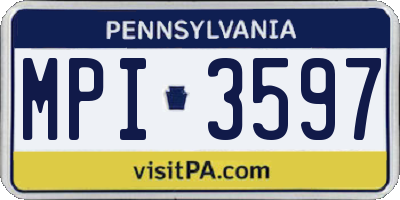 PA license plate MPI3597