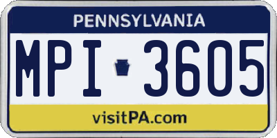 PA license plate MPI3605
