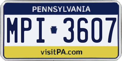 PA license plate MPI3607