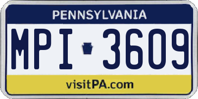 PA license plate MPI3609