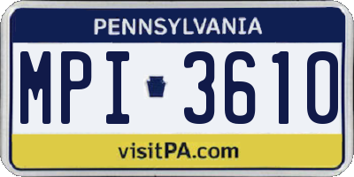 PA license plate MPI3610