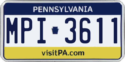 PA license plate MPI3611