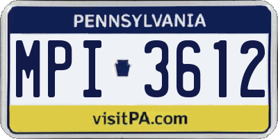 PA license plate MPI3612