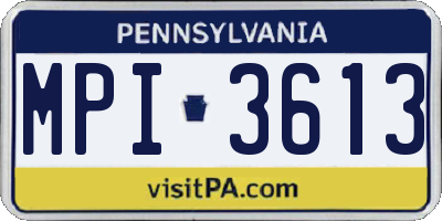 PA license plate MPI3613