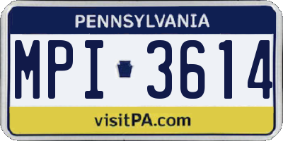PA license plate MPI3614
