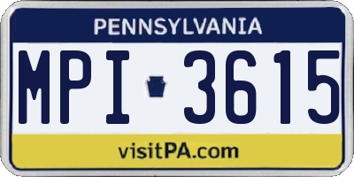 PA license plate MPI3615