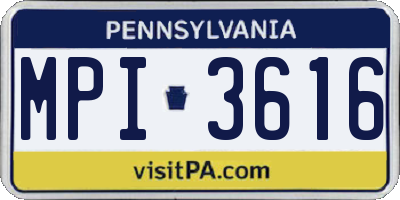 PA license plate MPI3616