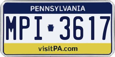 PA license plate MPI3617