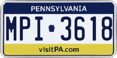 PA license plate MPI3618