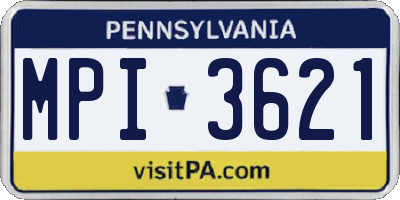 PA license plate MPI3621
