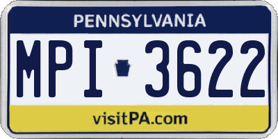 PA license plate MPI3622