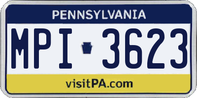 PA license plate MPI3623