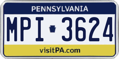 PA license plate MPI3624
