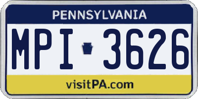PA license plate MPI3626