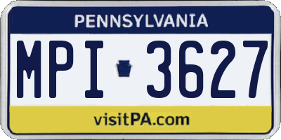 PA license plate MPI3627